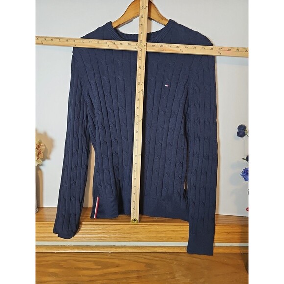 Tommy Hilfiger Womens S Blue Cable Knit Essential Pullover Sweater - Picture 4 of 5